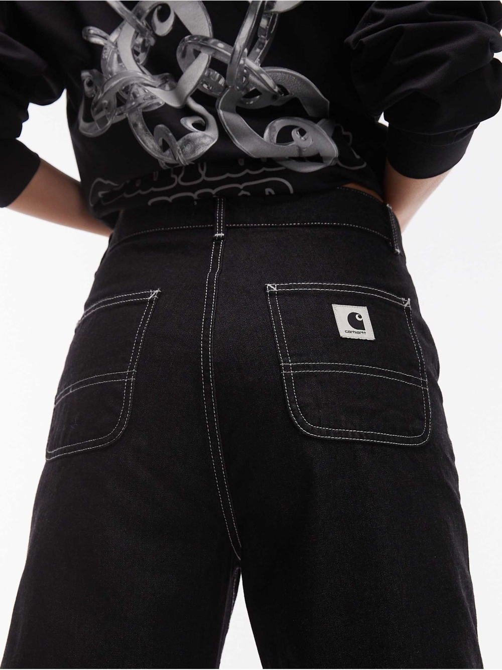 Carhartt Armanda high Rise Relaxed Straight Contrast Stitch Carpenter Pants 30